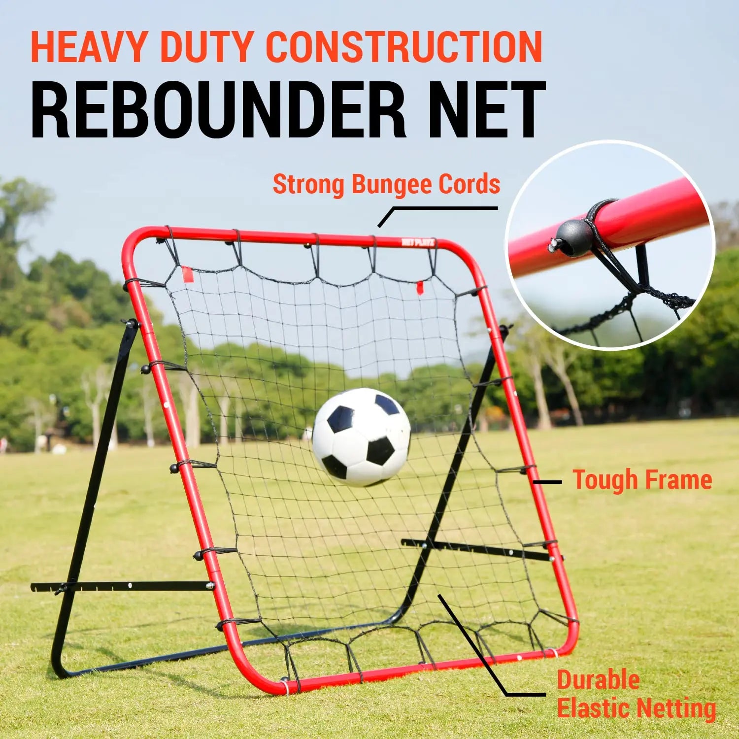 Soccer Rebound Net Rebounder 3.3X3.3FT | Skill Training Gifts, Aids & Equipment for Kids Teens & All Ages - Kick-Back/Portable, 6 Adjustable Angles