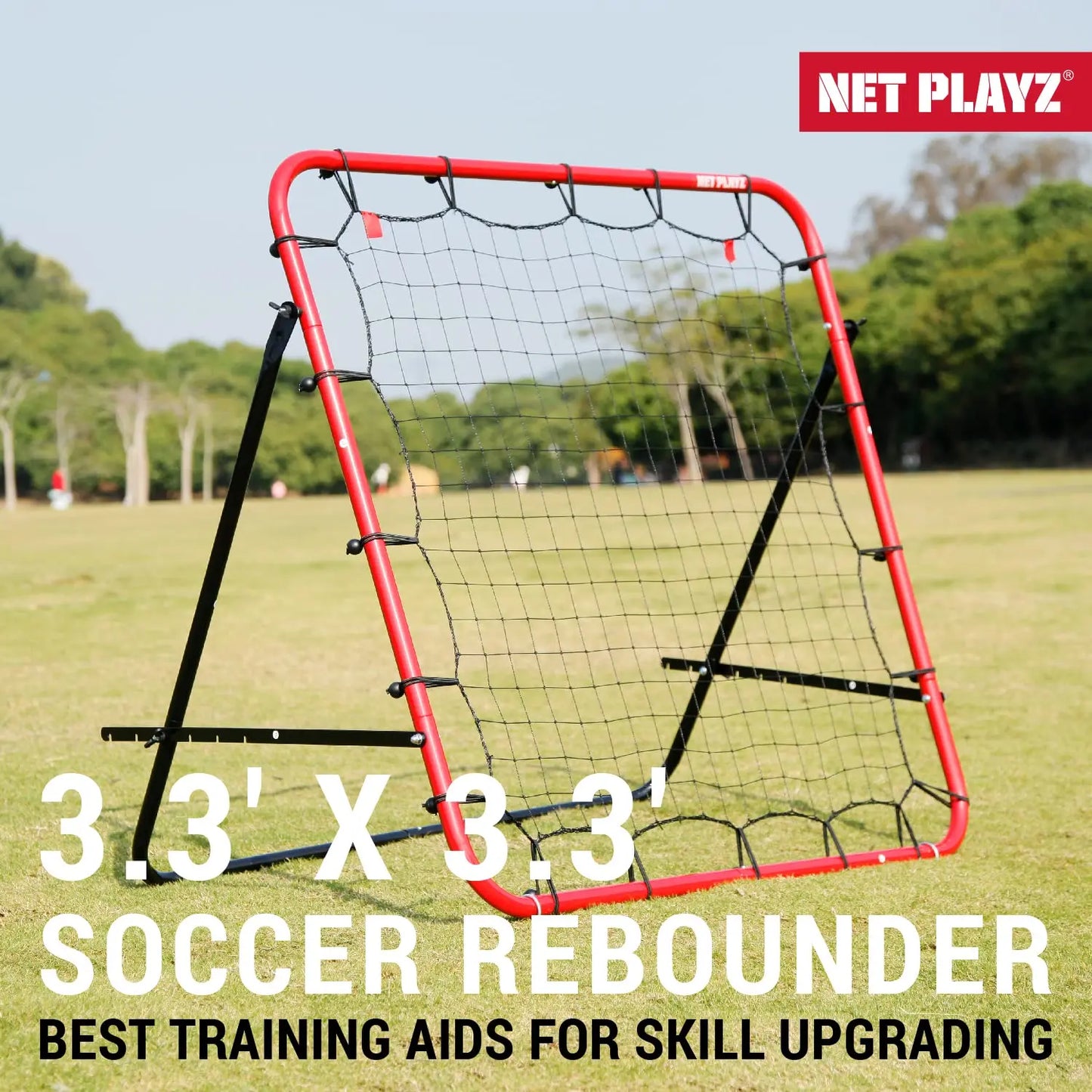 Soccer Rebound Net Rebounder 3.3X3.3FT | Skill Training Gifts, Aids & Equipment for Kids Teens & All Ages - Kick-Back/Portable, 6 Adjustable Angles