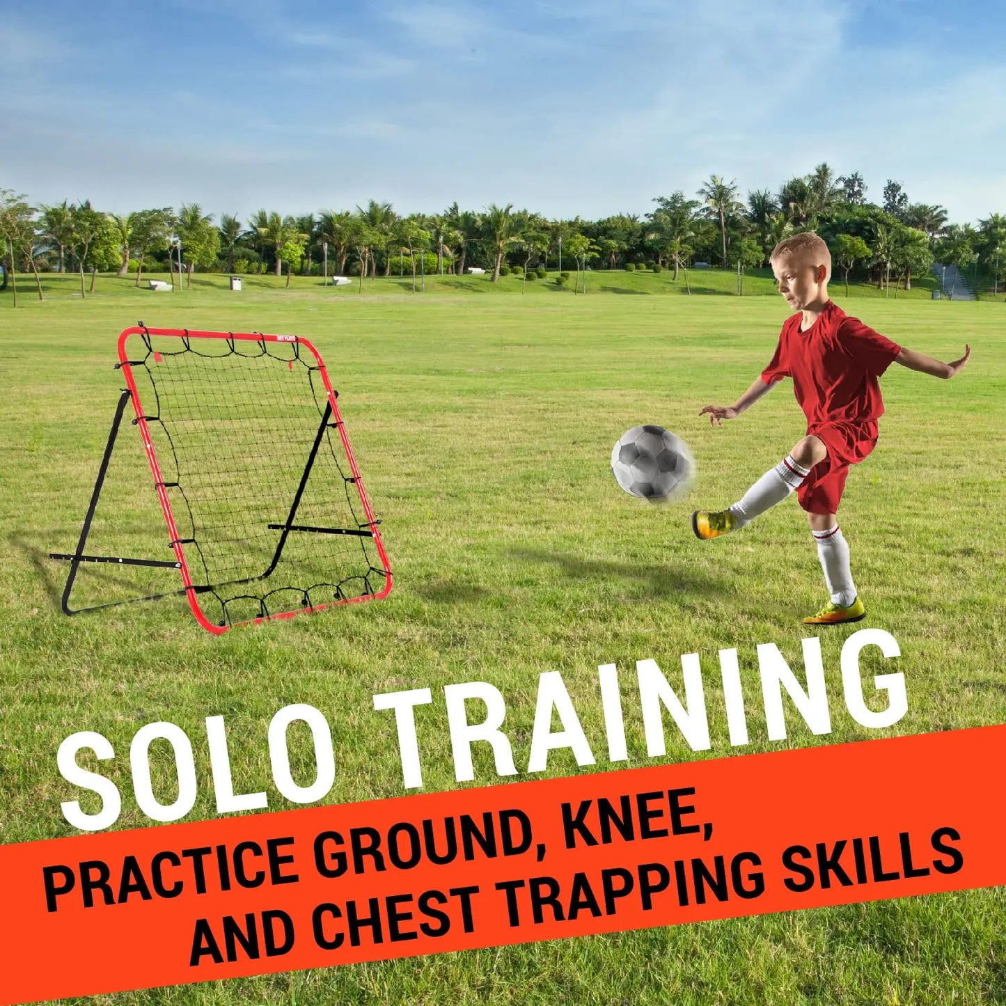 Soccer Rebound Net Rebounder 3.3X3.3FT | Skill Training Gifts, Aids & Equipment for Kids Teens & All Ages - Kick-Back/Portable, 6 Adjustable Angles