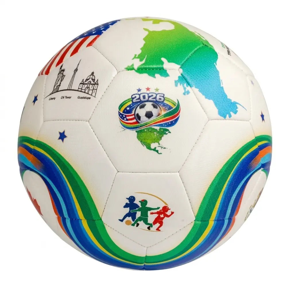 2026 North America Tri-Nation Legends Size 5 Seamless PU Leather 32-Panels Stitched Trainer Ball Bundle, USA Canada Mexico Football Balls with Free Gifts, Tri-Nation Map Design, Enhanced Performance & Durability for Training, Soccer Gear, Ages 12+, 32-Pan