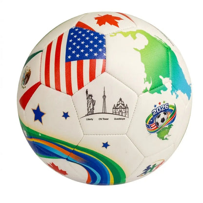 2026 North America Tri-Nation Legends Size 5 Seamless PU Leather 32-Panels Stitched Trainer Ball Bundle, USA Canada Mexico Football Balls with Free Gifts, Tri-Nation Map Design, Enhanced Performance & Durability for Training, Soccer Gear, Ages 12+, 32-Pan